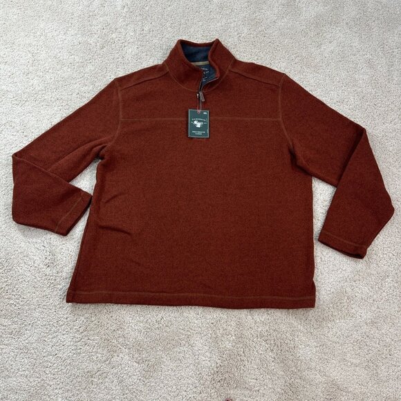 GH Bass & Co Sweater Mens XXL Orange Brown 1/4 Zip Shirt Fleece Lined Textured - Picture 1 of 15